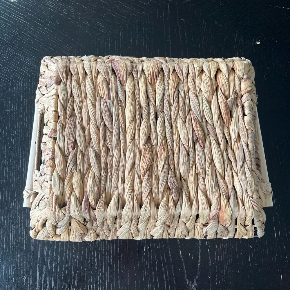 Woven Rectangular Basket with Handles 9x11in